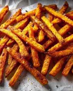 Cajun sweet potato fries Air Fryer style, golden and seasoned with spices and sea salt.
