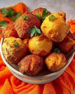 Frozen hush puppies in Air Fryer.