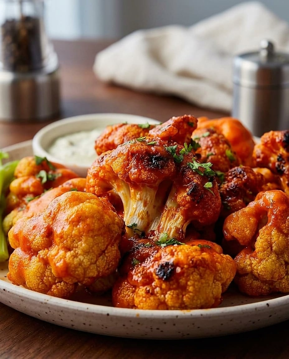 Finished Air Fryer Buffalo Cauliflower Bites