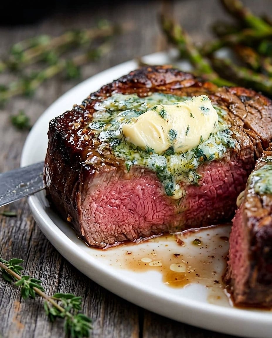 Air Fryer Filet Mignon with Herb Butter close-up