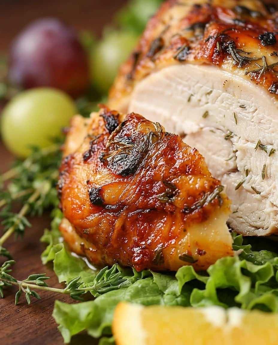 Air Fryer Herb Butter Turkey Breast ready to eat