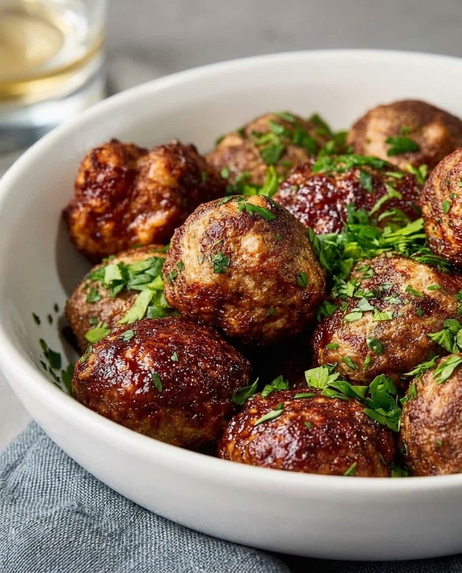 Finished Air Fryer Italian Meatballs Recipe