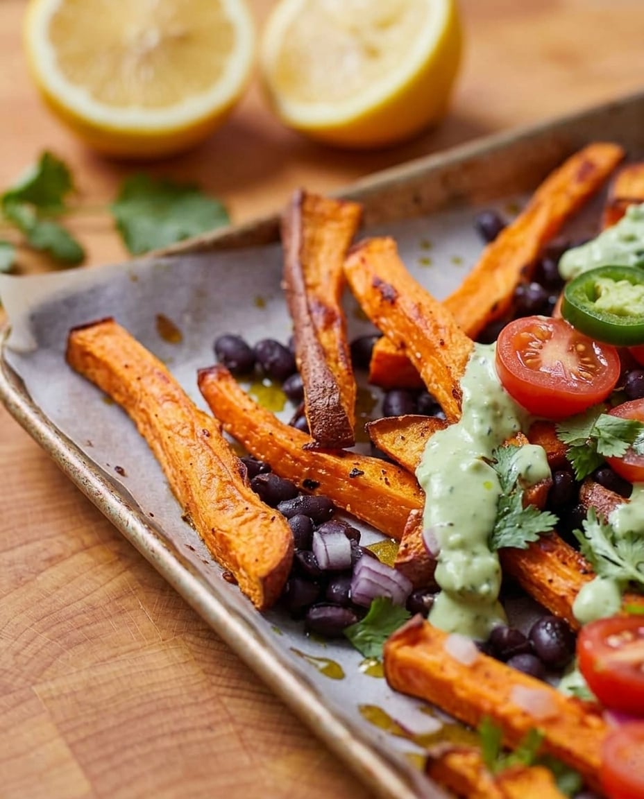 Loaded Sweet Potato Fries Air Fryer Recipe - Ready to Serve Loaded Sweet Potato Fries Air Fryer Recipe served