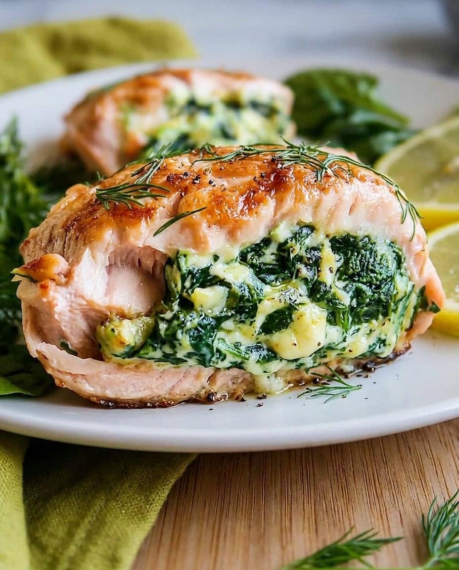 Homemade Spinach and Cream Cheese Stuffed Salmon
