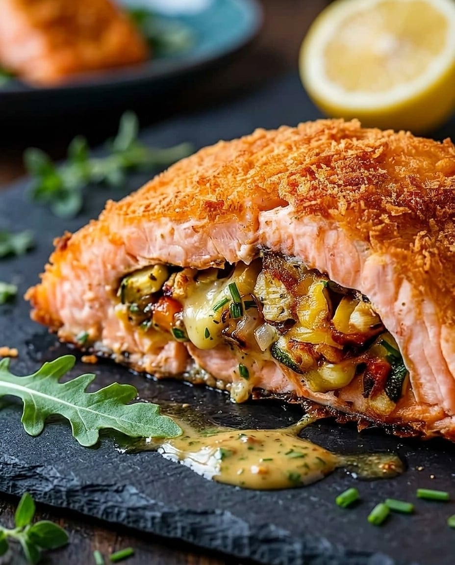Finished Stuffed Salmon in Air Fryer: Crispy 15-Minute Recipe