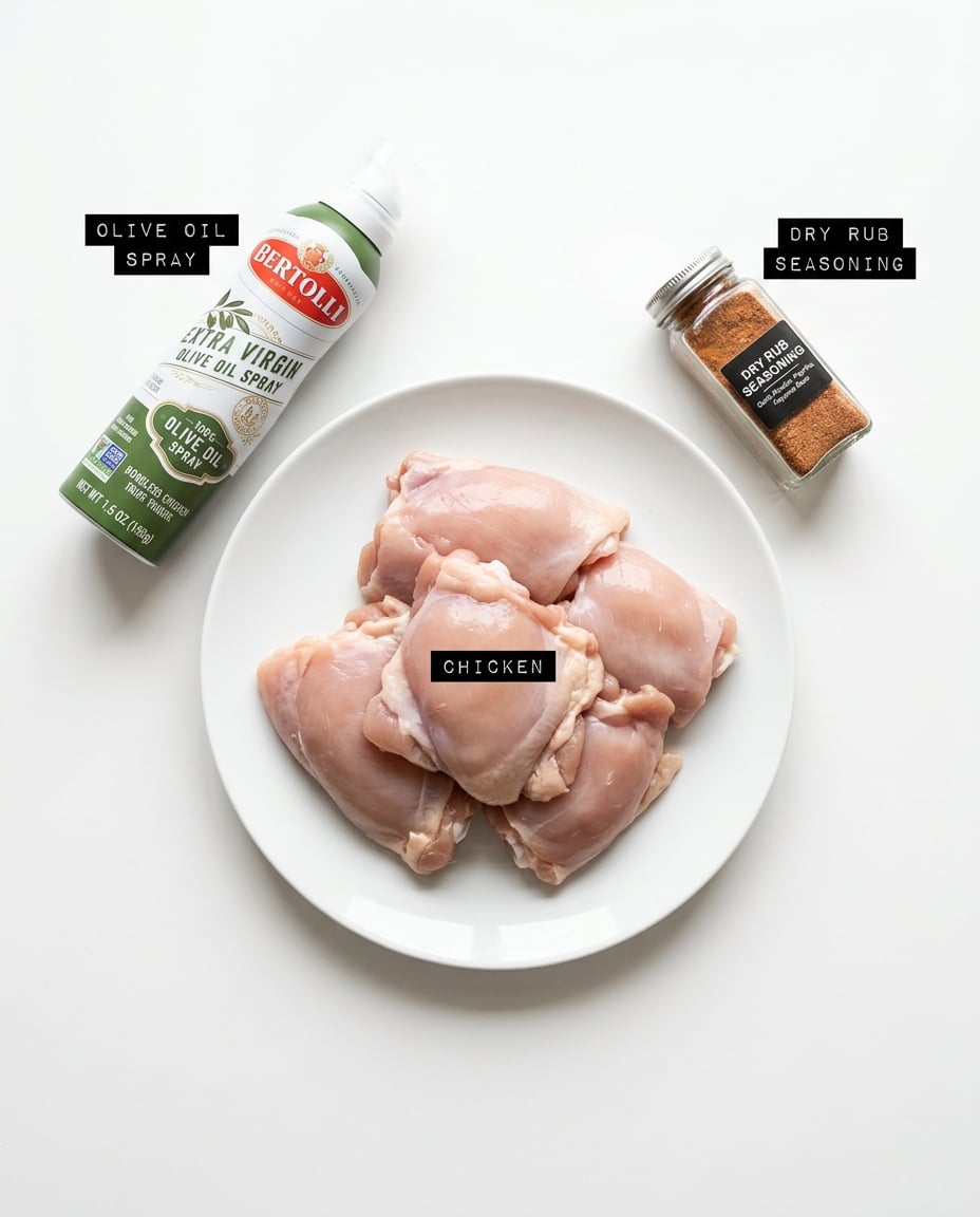 Fresh ingredients for Air Fryer Boneless Chicken Thighs (Juicy)