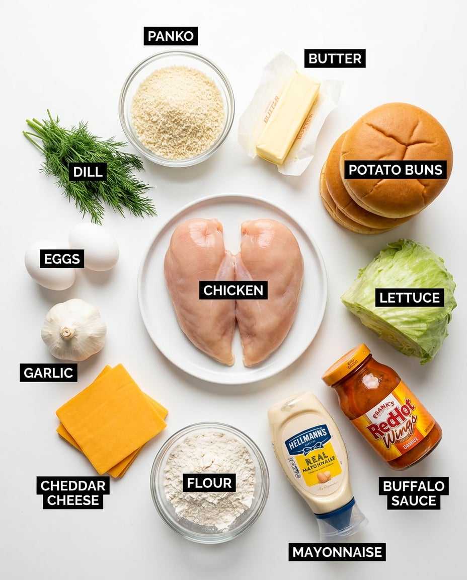 Air Fryer Buffalo Chicken Sandwich, Crispy ingredients