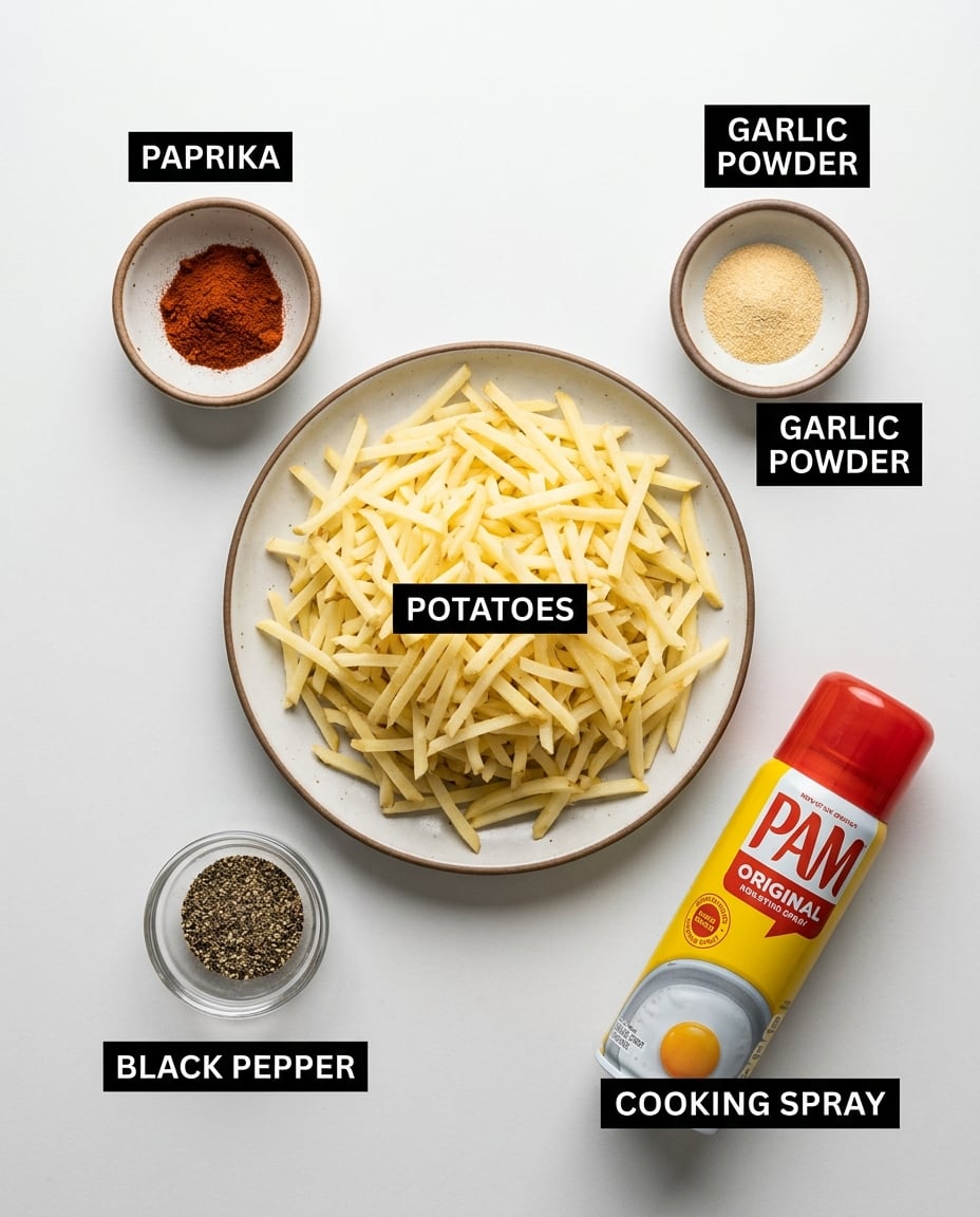 Fresh ingredients for Air Fryer Hash Browns That Actually Get Crispy