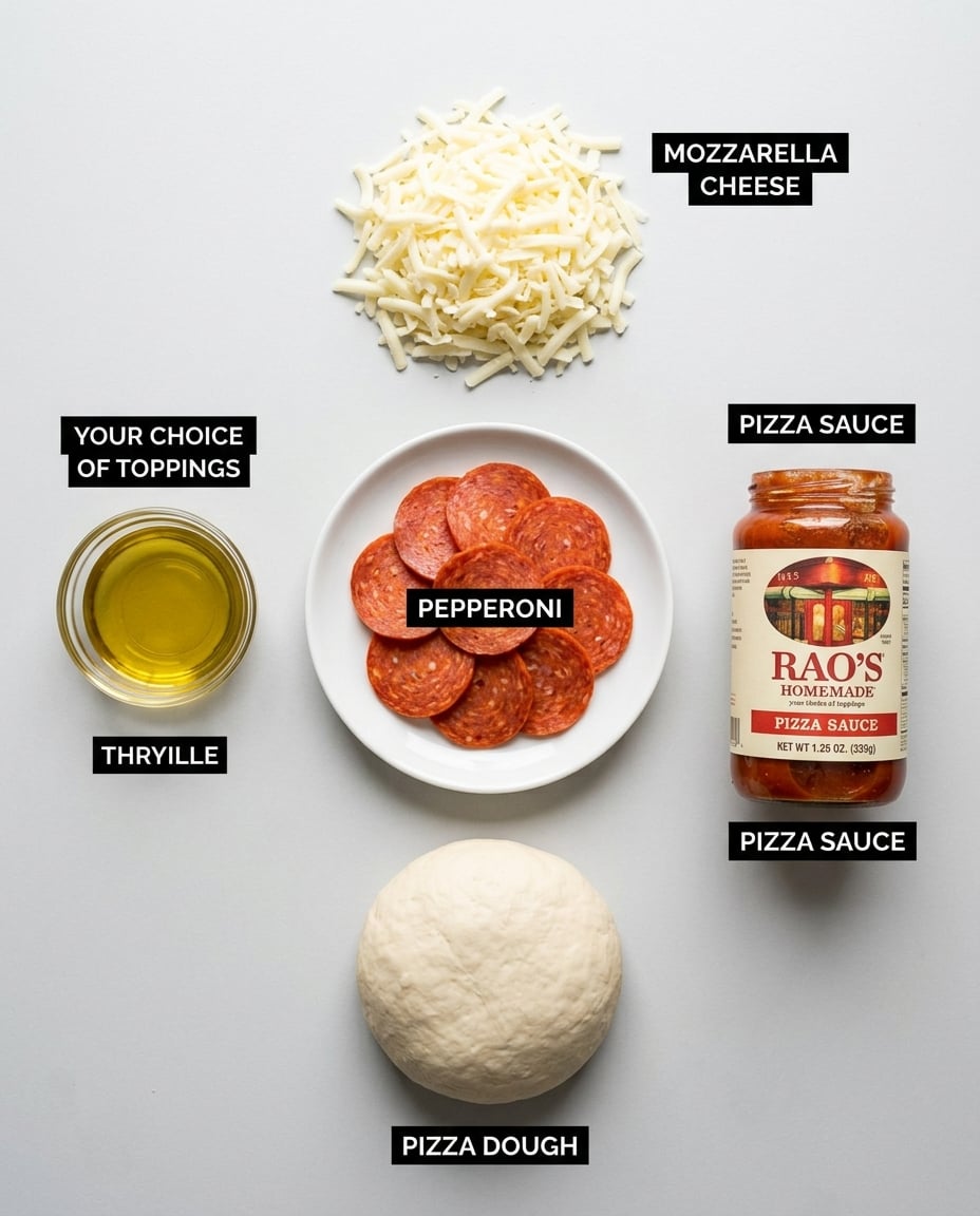Fresh ingredients for Air Fryer Pizza Crispy Crust in 10 Minutes
