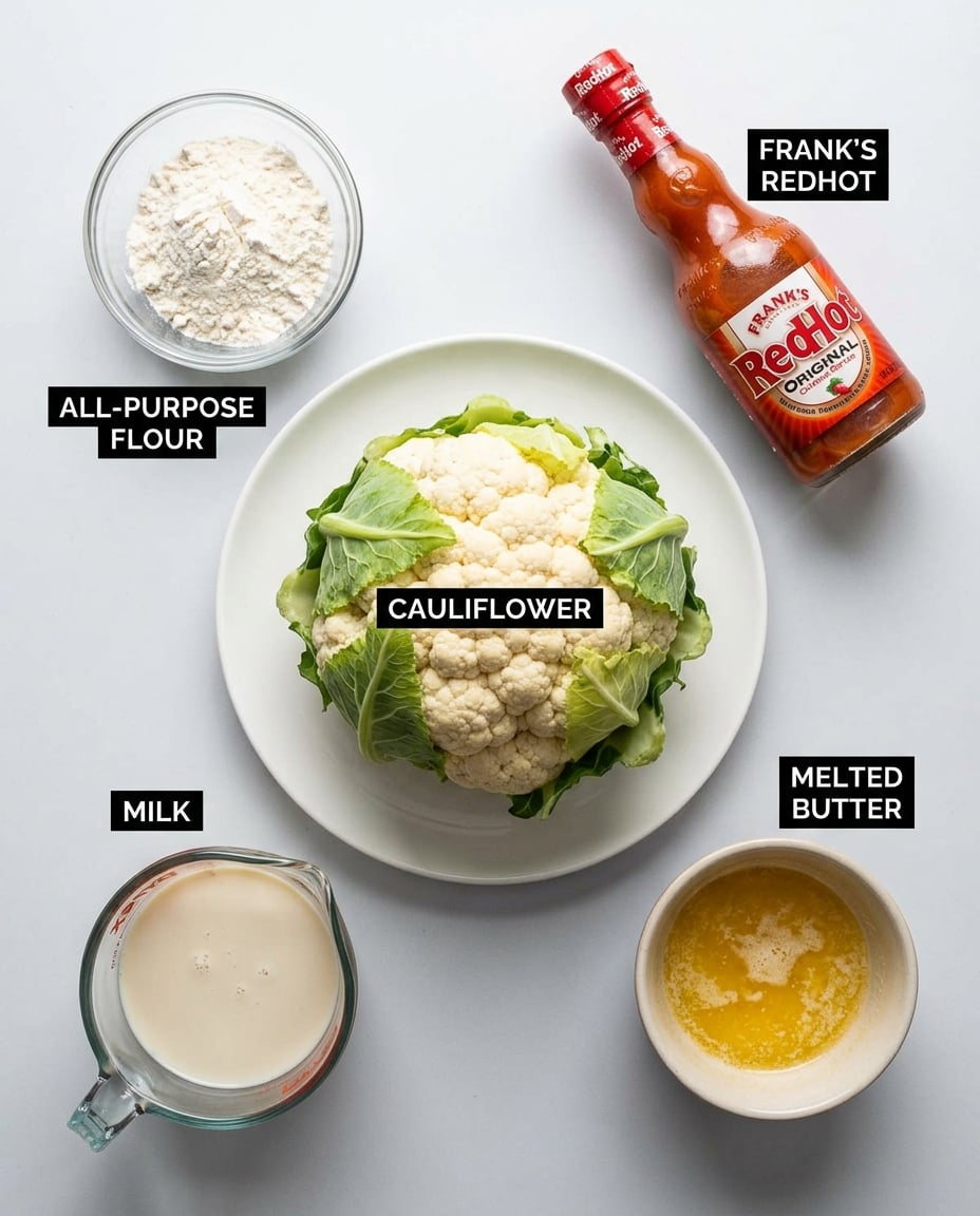 Fresh ingredients for Buffalo Cauliflower Air Fryer Done Right